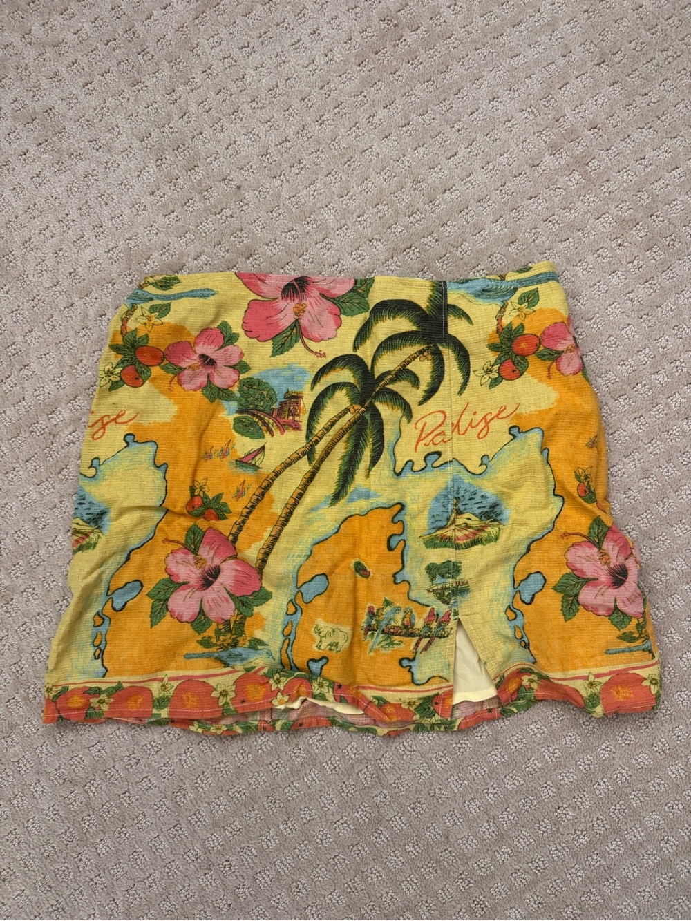 Urban Outfitters Yellow Tropical Floral Mini Skirt